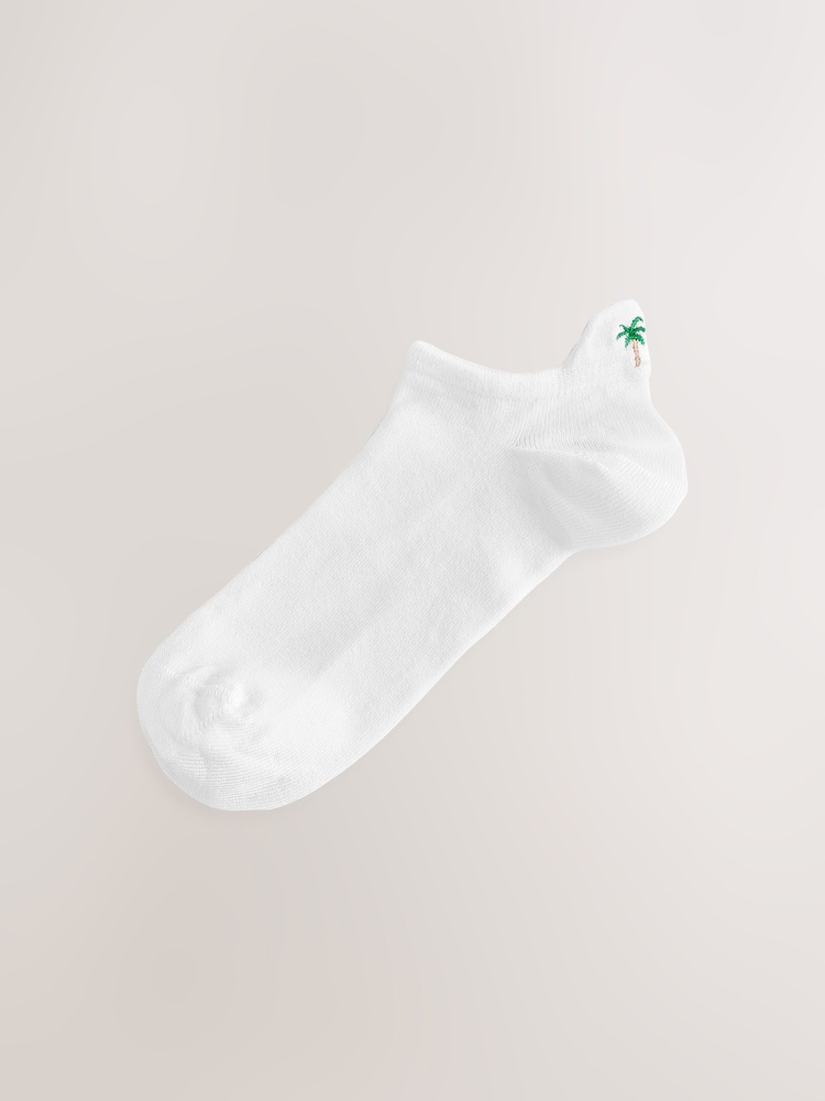 Tropical Embroidered Motif Trainer Socks 4 Pack - Image 4 of 6