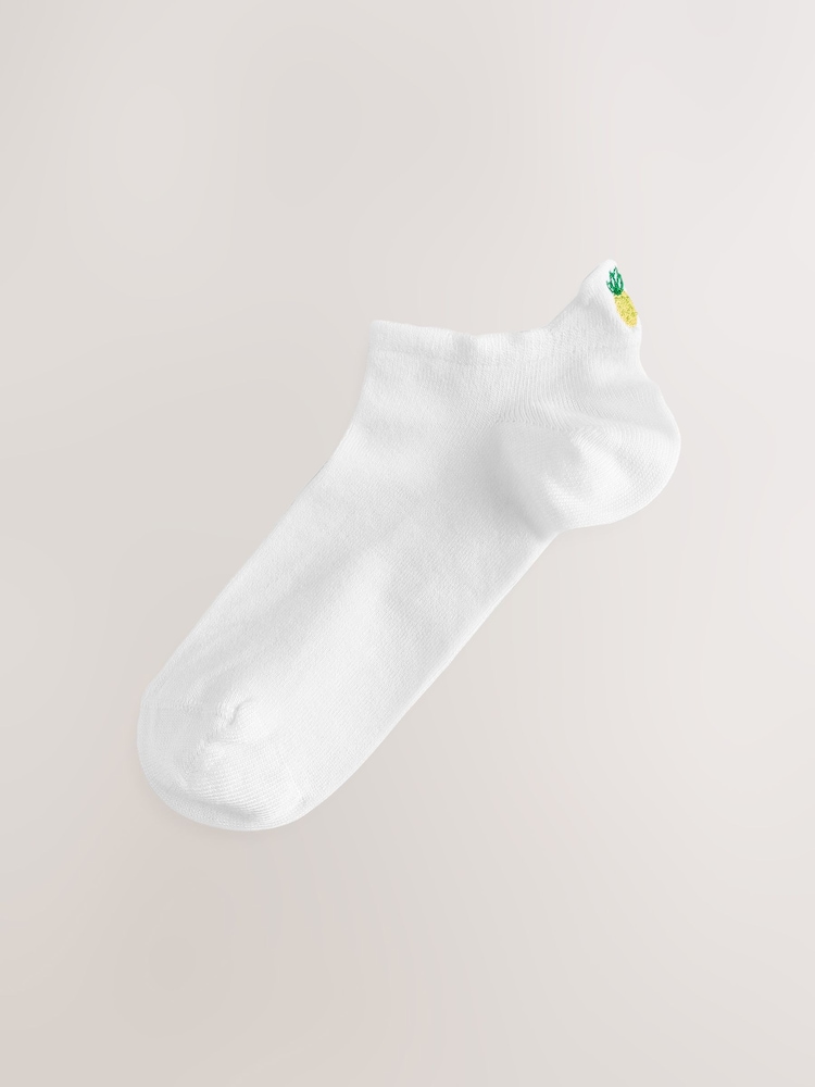 Tropical Embroidered Motif Trainer Socks 4 Pack - Image 5 of 6