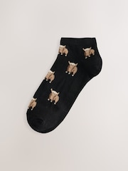 Monochrome Hamish the Highland Cow Invisible Socks 4 Pack - Image 3 of 7