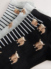 Monochrome Hamish the Highland Cow Invisible Socks 4 Pack - Image 6 of 7
