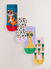 Bright Safari Trainer Socks 4 Pack - Image 1 of 7