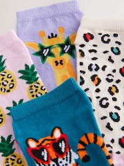 Bright Safari Trainer Socks 4 Pack - Image 7 of 7