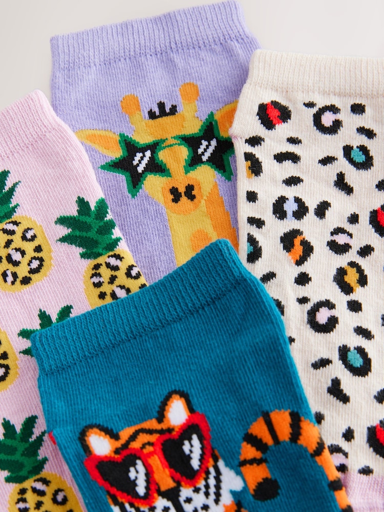 Bright Safari Trainer Socks 4 Pack - Image 7 of 7