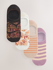 Brown Woodblock Invisible Socks 4 Pack - Image 1 of 7