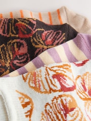 Brown Woodblock Invisible Socks 4 Pack - Image 7 of 7