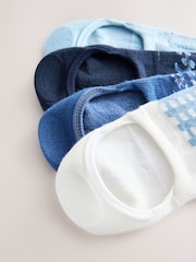 White/Blue Floral Invisible Socks 4 Pack - Image 7 of 7