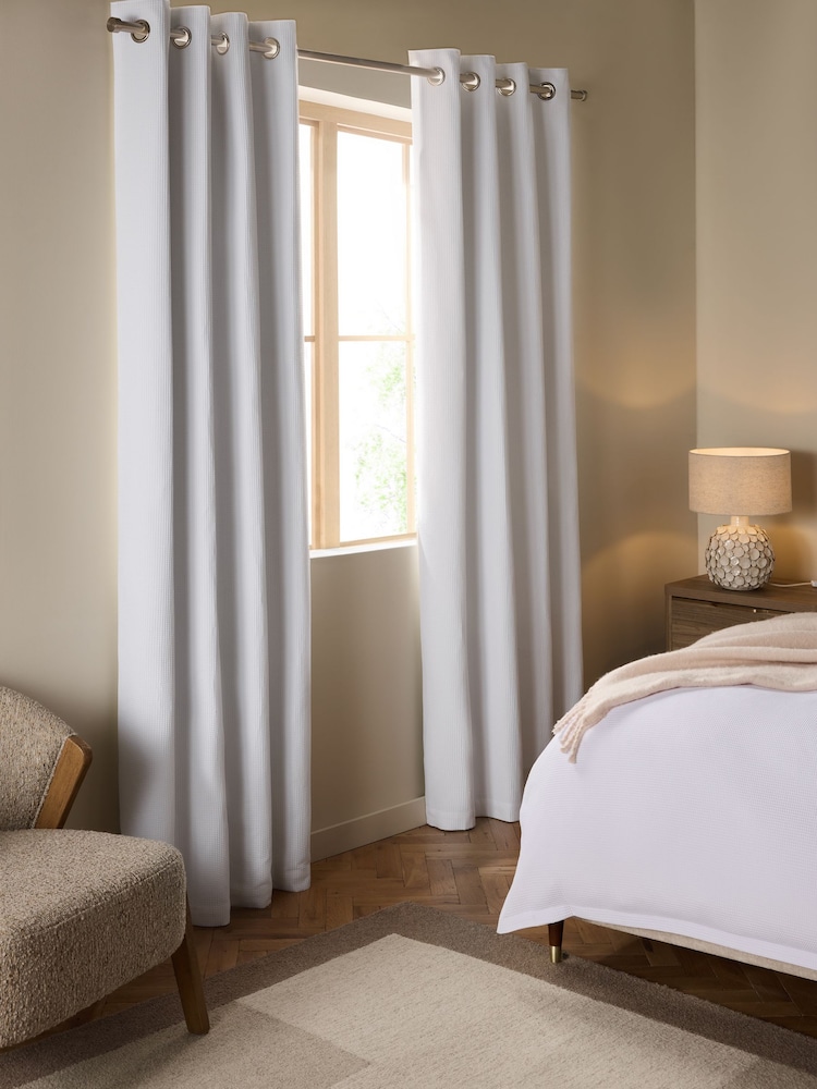 White Waffle Blackout/Thermal Eyelet Curtains - Image 1 of 5