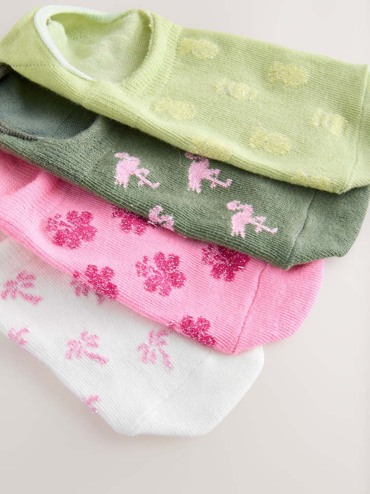 Sparkle Tropical Invisible Socks 4 Pack - Image 7 of 7