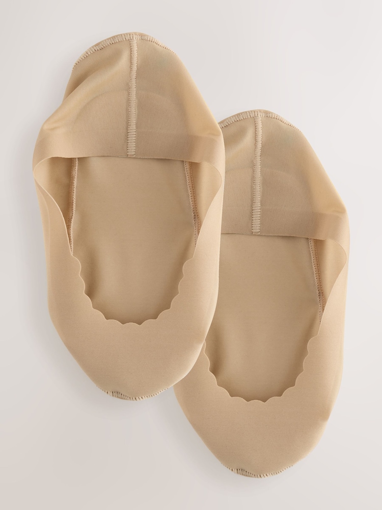 Nude Scallop Edge Sheer Invisible Socks 2 Pack - Image 1 of 5