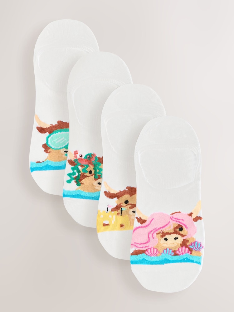 Hamish the Highland Cow Summer Invisible Socks 4 Pack - Image 1 of 7