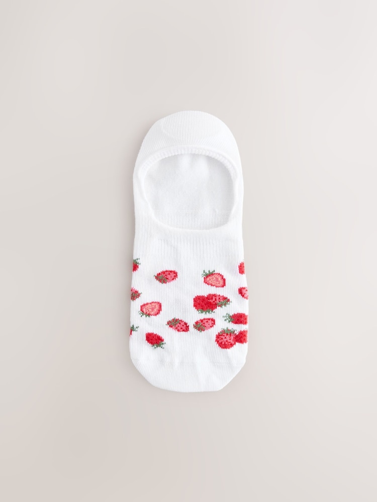 White/Red Ditsy Floral Invisible Socks 4 Pack - Image 2 of 7