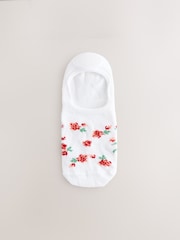 White/Red Ditsy Floral Invisible Socks 4 Pack - Image 3 of 7