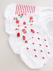 White/Red Ditsy Floral Invisible Socks 4 Pack - Image 6 of 7