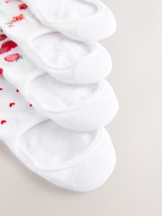 White/Red Ditsy Floral Invisible Socks 4 Pack - Image 7 of 7