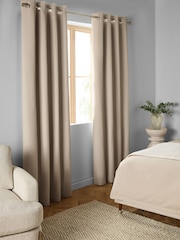 Natural Waffle Blackout/Thermal Eyelet Curtains - Image 1 of 5