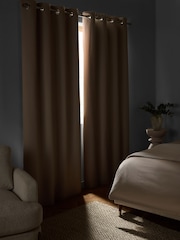 Natural Waffle Blackout/Thermal Eyelet Curtains - Image 2 of 5