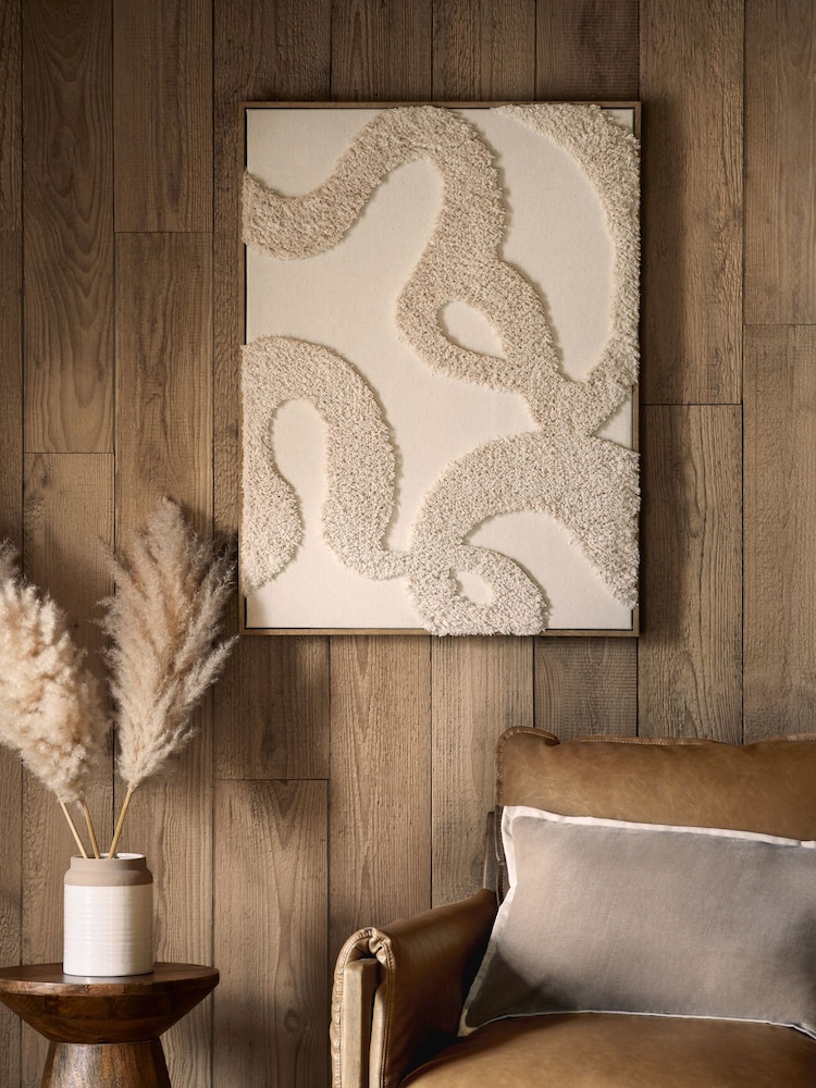 Natural Fabric Boucle Abstract Framed Wall Art - Image 1 of 7