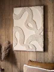 Natural Fabric Boucle Abstract Framed Wall Art - Image 2 of 7
