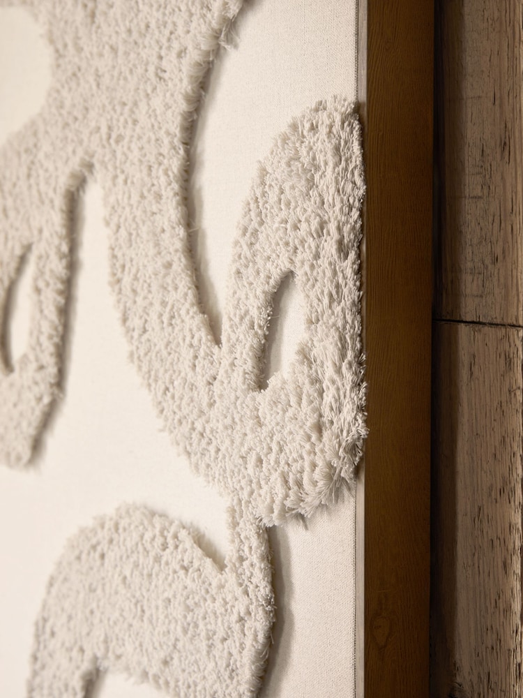 Natural Fabric Boucle Abstract Framed Wall Art - Image 4 of 7