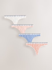 Print/Plain Thong Logo Knickers 4 Pack - Image 1 of 7