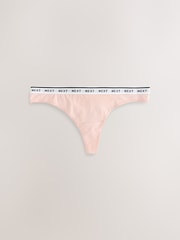 Print/Plain Thong Logo Knickers 4 Pack - Image 3 of 7