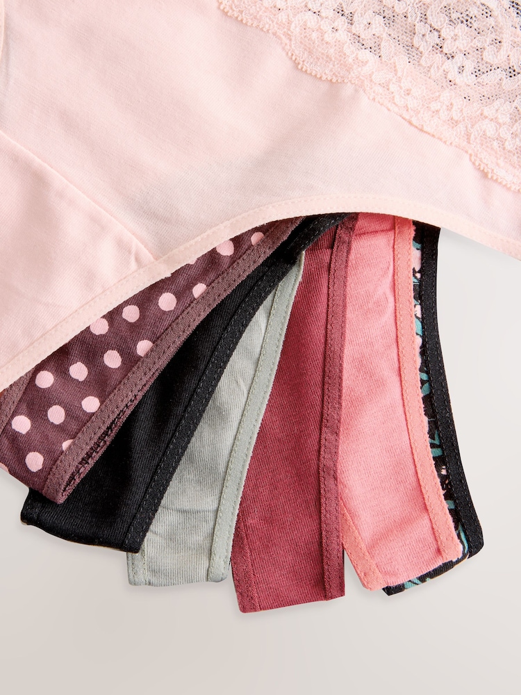 Pois imprimés - Culotte en coton et dentelle 7 Pack - Image 10 of 10