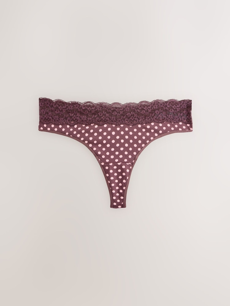 Pois imprimés - Culotte en coton et dentelle 7 Pack - Image 6 of 10