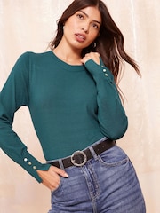 Friends Like These Green Long Sleeve Crew Neck Jumper - Image 1 of 4
