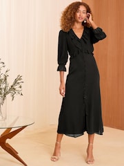 Vestido midi Love & Roses plissado com babados - Imagem 1 de 4