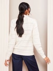 Friends Like These Cream Cable Pointelle Jumper - Image 4 of 4
