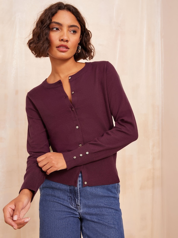 Friends Like These Red Crew Neck Cardigan - Image 2 of 4 Friends Like These Red Crew Neck Cardigan - Image 2 of 4