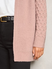 Lipsy Pink Petite Cosy Knitted Honeycomb Sleeve Longline Cardigan - Image 4 of 4