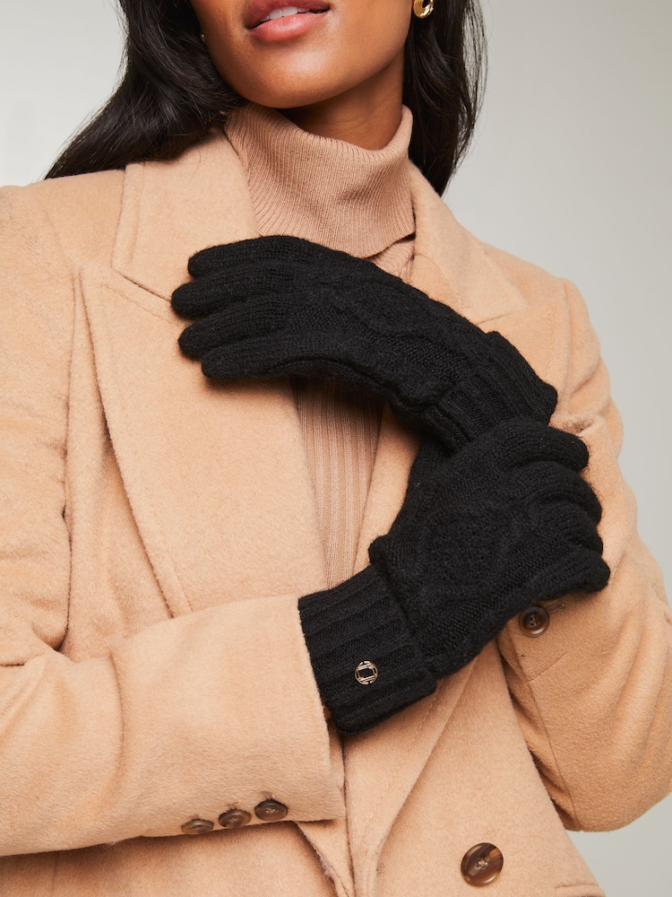 Noir - Gants Lipsy Cosy en câble - Image 3 of 4