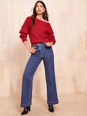 Friends Like These Bright Red Petite Off The Shoulder Jumper - Image 3 of 4