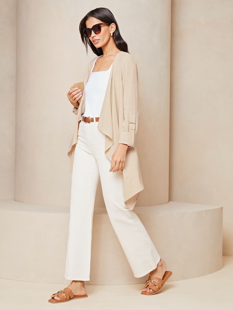 Lipsy Cream Waterfall Cardigan - Image 3 of 4