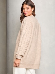 Lipsy Neutral Knitted Long Sleeve Longline Cardigan - Image 2 of 4