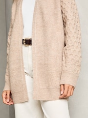 Lipsy Neutral Knitted Long Sleeve Longline Cardigan - Image 4 of 4