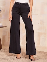 Friends Like These Black Smart Wide Leg Jeans - Image 1 of 4