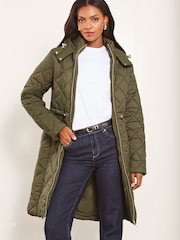 Lipsy Green Petite Shower Resistant Quilted Padded Coat - Image 1 of 4