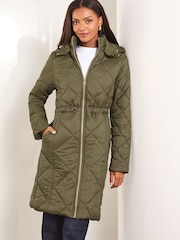 Lipsy Green Petite Shower Resistant Quilted Padded Coat - Image 3 of 4