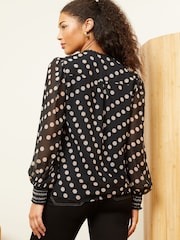 Love & Roses Black V-Neck Printed Blouse - Image 3 of 4