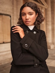 Friends Like These Black Double Breasted Princess Coat - Image 3 of 5