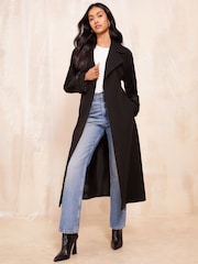 Friends Like These Black Belted Wrap Coat - Image 1 of 4