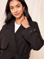 Friends Like These Black Belted Wrap Coat - Image 2 of 4