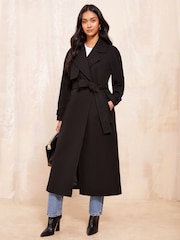 Friends Like These Black Belted Wrap Coat - Image 3 of 4