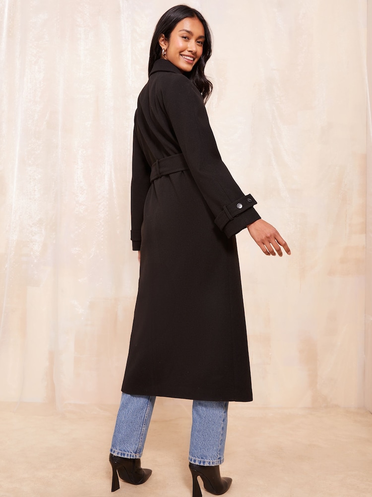 Friends Like These Black Belted Wrap Coat - Image 4 of 4