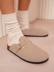 Friends Like These Pink Standard Fit Buckle Faux Suede Comfort Footbed Clogs - Image 3 of 4