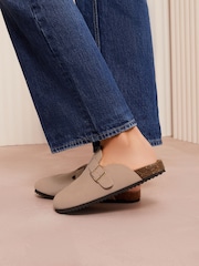 Friends Like These Pink Standard Fit Buckle Faux Suede Comfort Footbed Clogs - Image 4 of 4