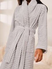 Lipsy Grey Supersoft Textured Detail Dressing Gown - Image 2 of 4