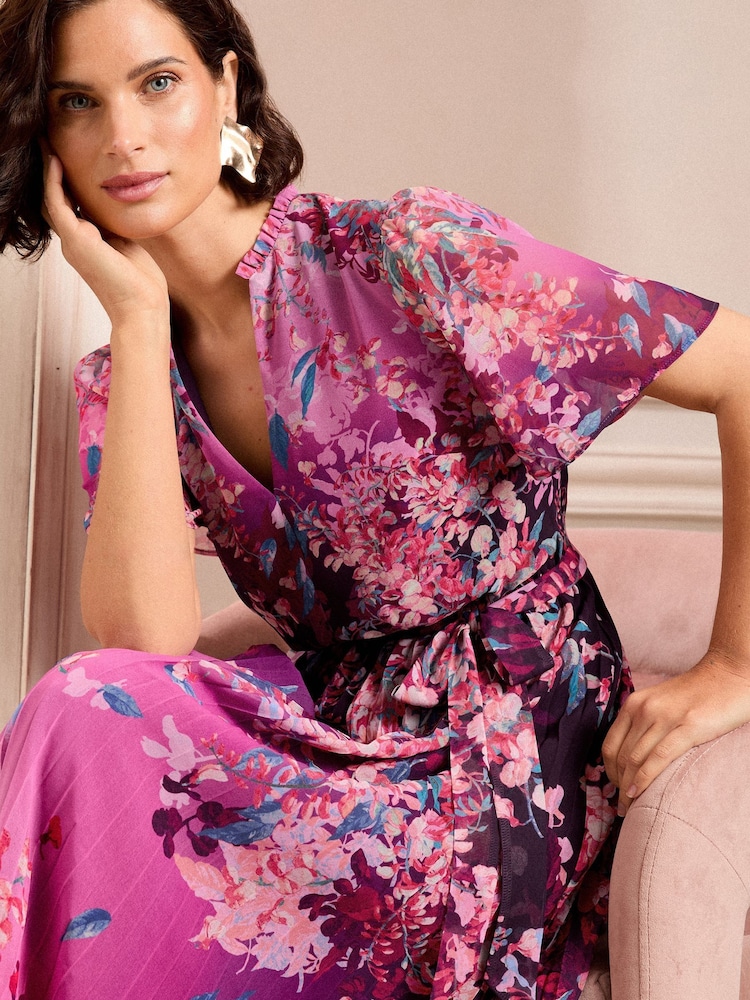 Love & Roses – plissiertes Midikleid mit V-Ausschnitt - Bild 2 von 5